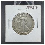 1942-D Walking Liberty Silver Half Dollar