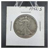 1942-S Walking Liberty Silver Half Dollar
