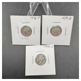 Three Mixed Mercury Silver Dimes
