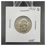 1951-S Washington Silver Quarter
