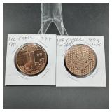 Two 1 oz Copper Rounds