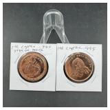 Two 1 oz Copper Rounds
