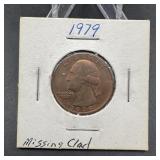 1979 Washington Quarter Missing Clad Layer