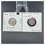 Two Silver Roosevelt Dimes