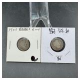 Two Barber Silver Dimes