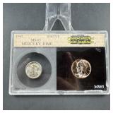 1945 Mercury Silver Dime Photo Grade MS65