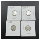 Four Silver Roosevelt Dimes