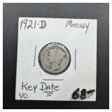 1921-D Mercury Silver Dime