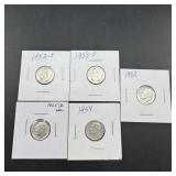 Five Silver Roosevelt Dimes