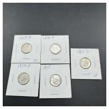 Five Silver Roosevelt Dimes