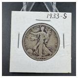 1933-S Walking Liberty Silver Half Dollar