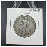 1934-D Walking Liberty Silver Half Dollar