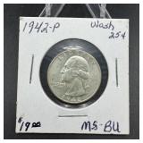 1942 Washington Silver Quarter