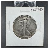 1939-D Walking Liberty Silver Half Dollar