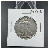 1941-D Walking Liberty Silver Half Dollar