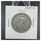 1939-S Walking Liberty Silver Half Dollar