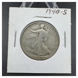 1940-S Walking Liberty Silver Half Dollar