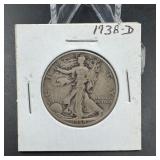 1938-D Walking Liberty Silver Half Dollar