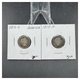 Two Barber Silver Dimes