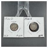 Two Mercury Silver Dimes