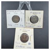 Three Danish West Indies Coins