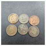 5 Mixed-Date Indian Head Cents