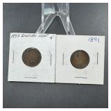1891 and 1893 Indian Head Cents
