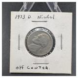 1973-D Jefferson Nickel Off-Center Error