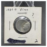 1980-D Roosevelt Dime Error
