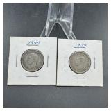 Two Canadian Silver Quarters