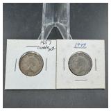 Two Canadian Silver Quarters