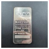 10 oz Johnson Matthey Silver Bar