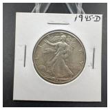 1945-D Walking Liberty Silver Half Dollar
