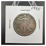 1945 Walking Liberty Silver Half Dollar