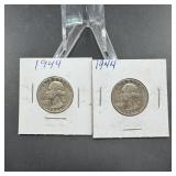 Two Washington Silver Quarters