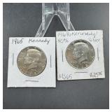 Two 40% Silver Kennedy Half Dollars