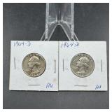 Two Washington Silver Quarters
