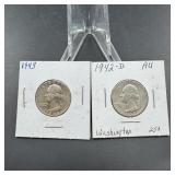 Two Washington Silver Quarters