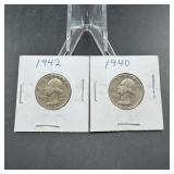 Two Washington Silver Quarters