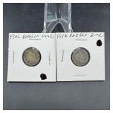 Two Barber Silver Dimes