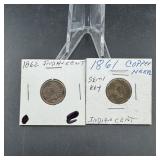 1861 & 1862 Indian Head Cents