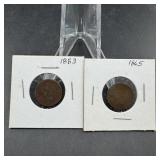 1865 & 1883 Indian Head Cents