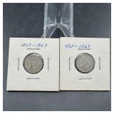 Two Canadian Silver Dimes