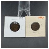 1887 & 1889 Indian Head Cents