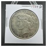 1934-D Peace Silver Dollar