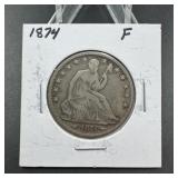 1874 Seated Liberty Half Dollar