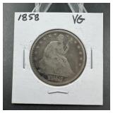 1858 Seated Liberty Half Dollar