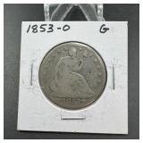 1853-O Seated Liberty Half Dollar