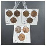 Nine Wheat Cents