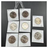 Eight Mixed-Date Kennedy Half Dollars